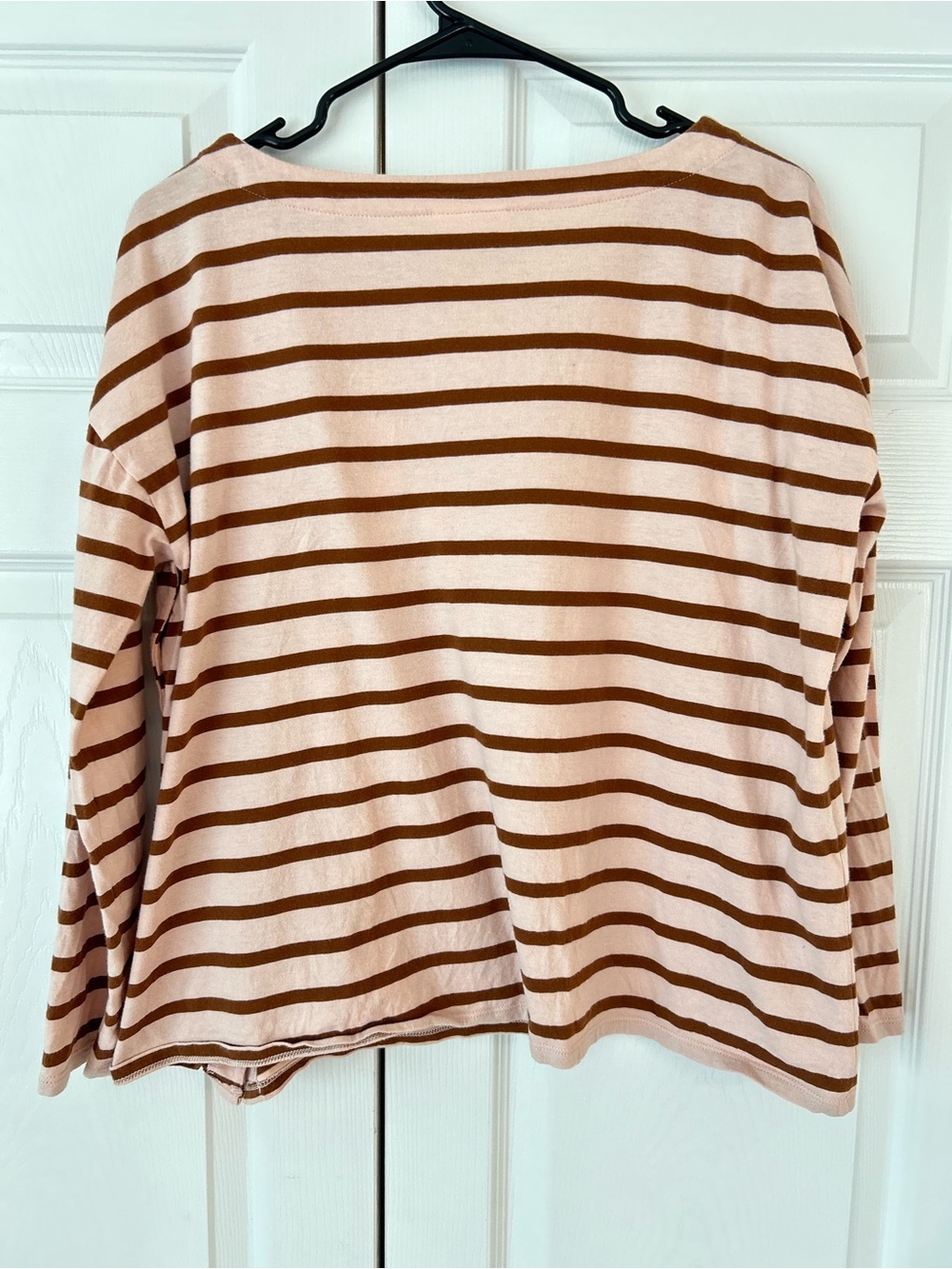 NWOT J.Jill Women’s Pink Striped Boat Neck Cotton Tunic Blouse Shirt Size PM